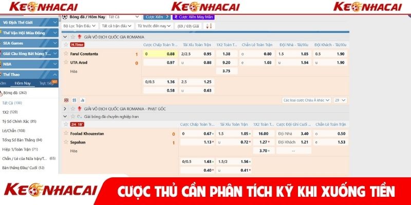Cược thủ cần phân tích kỹ càng khi xuống tiền