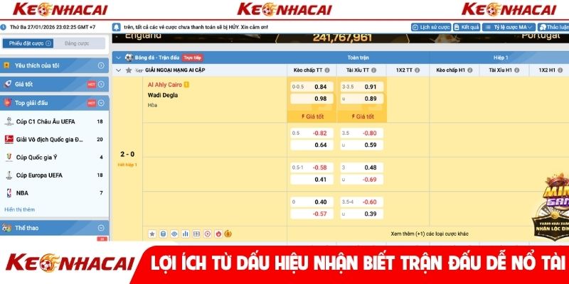 Lợi ích từ dấu hiệu nhận biết trận đấu dễ nổ tài